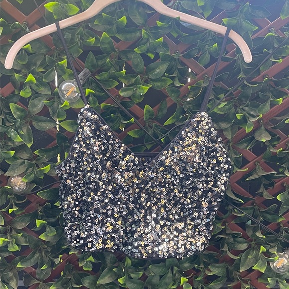 Sequin Crop Top with Spaghetti Straps - Picture 1 of 1